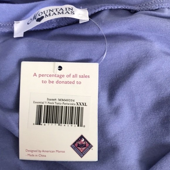 NWT Mountain Mamas essential v-neck tunic periwinkle 3/4 sleeves size XXXL - Picture 7 of 9